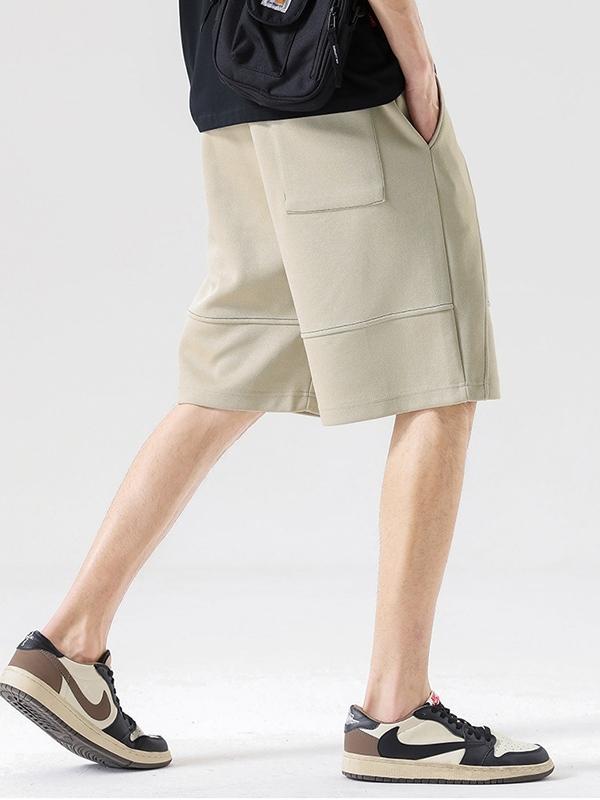 Men's Solid Splice Drawstring Shorts Product Image