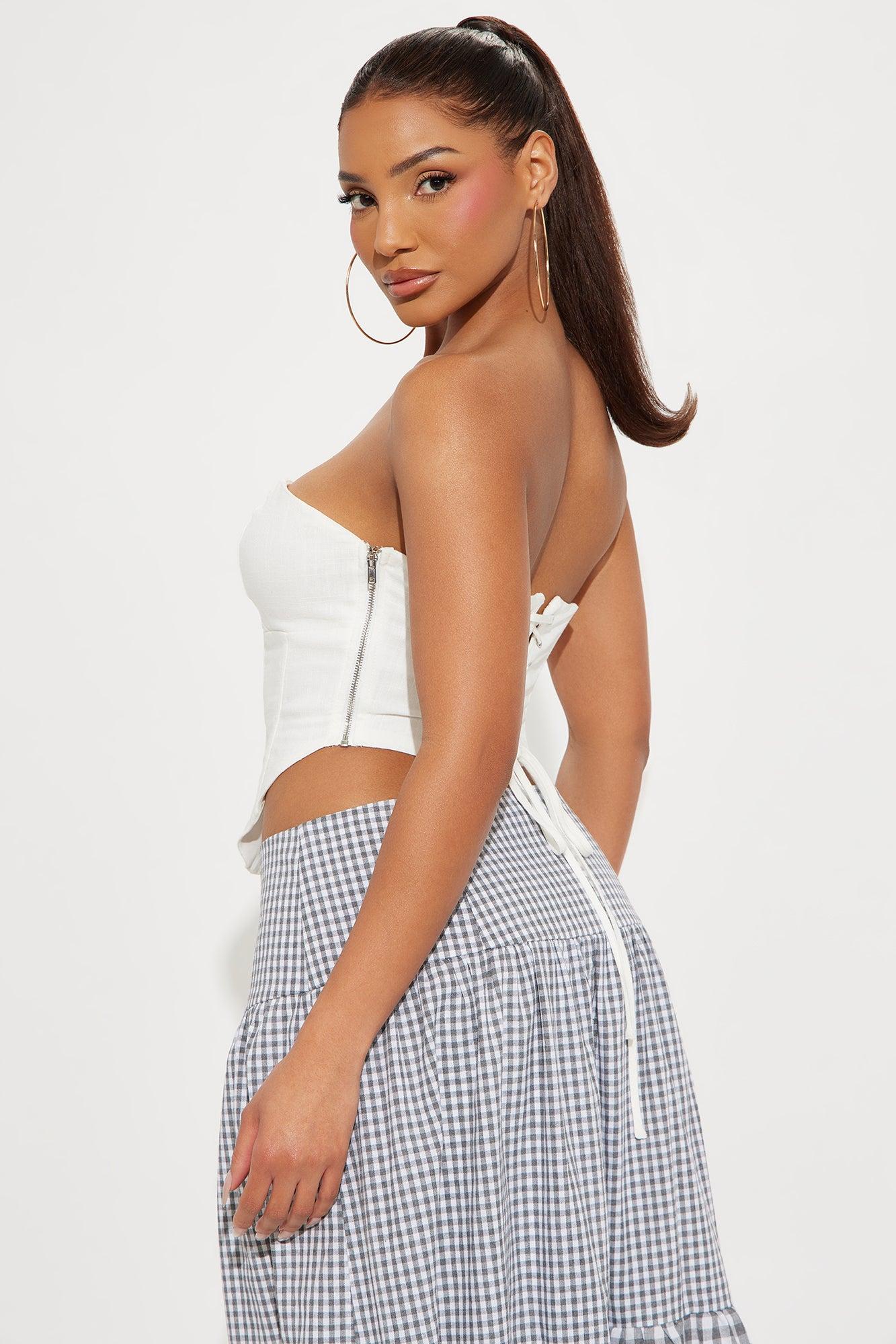 Georgette Linen Corset Top - Ivory Product Image