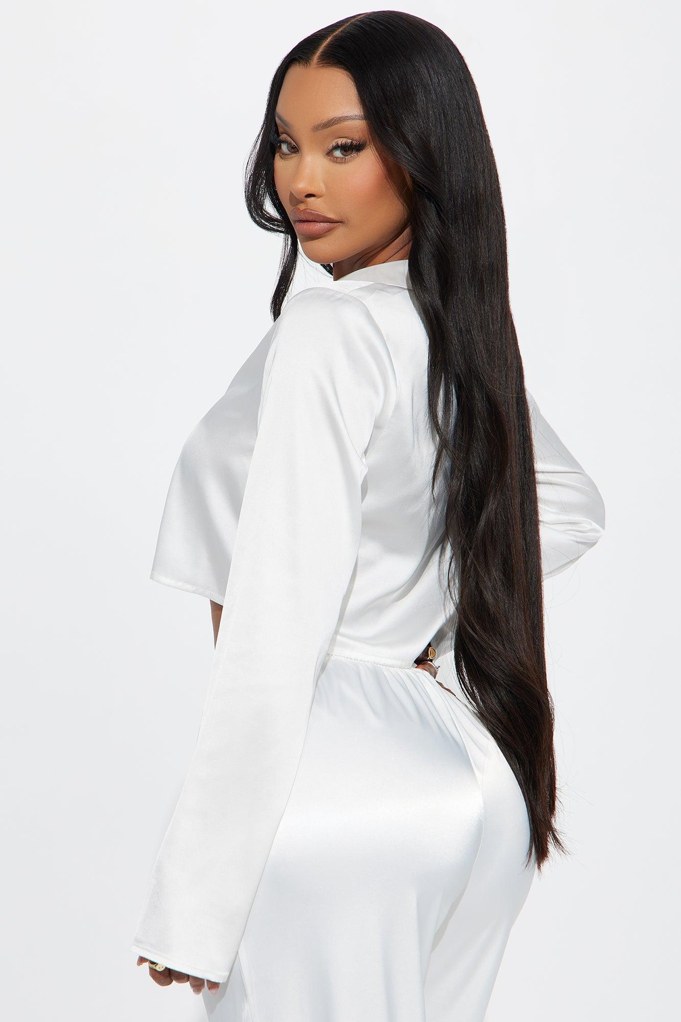 Forever Loving Satin Shirt - White Female Product Image