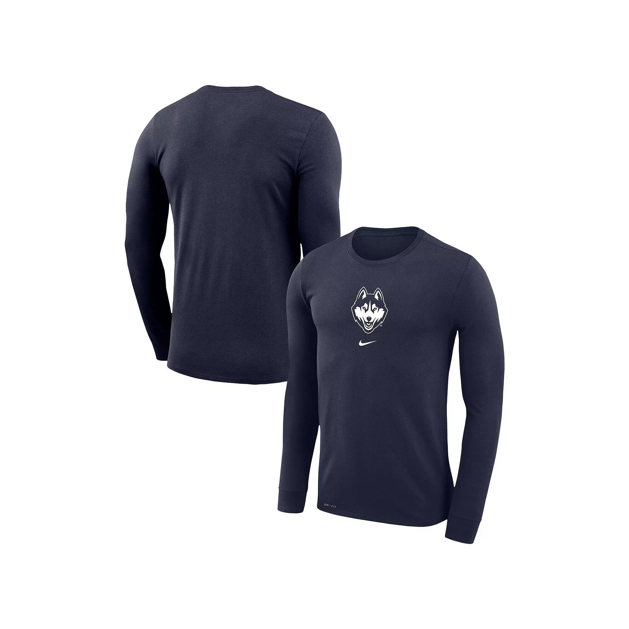 Men's Nike  Navy UConn Huskies Basketball Shootaround Long Sleeve T-Shirt, Size: Large, Blue Product Image