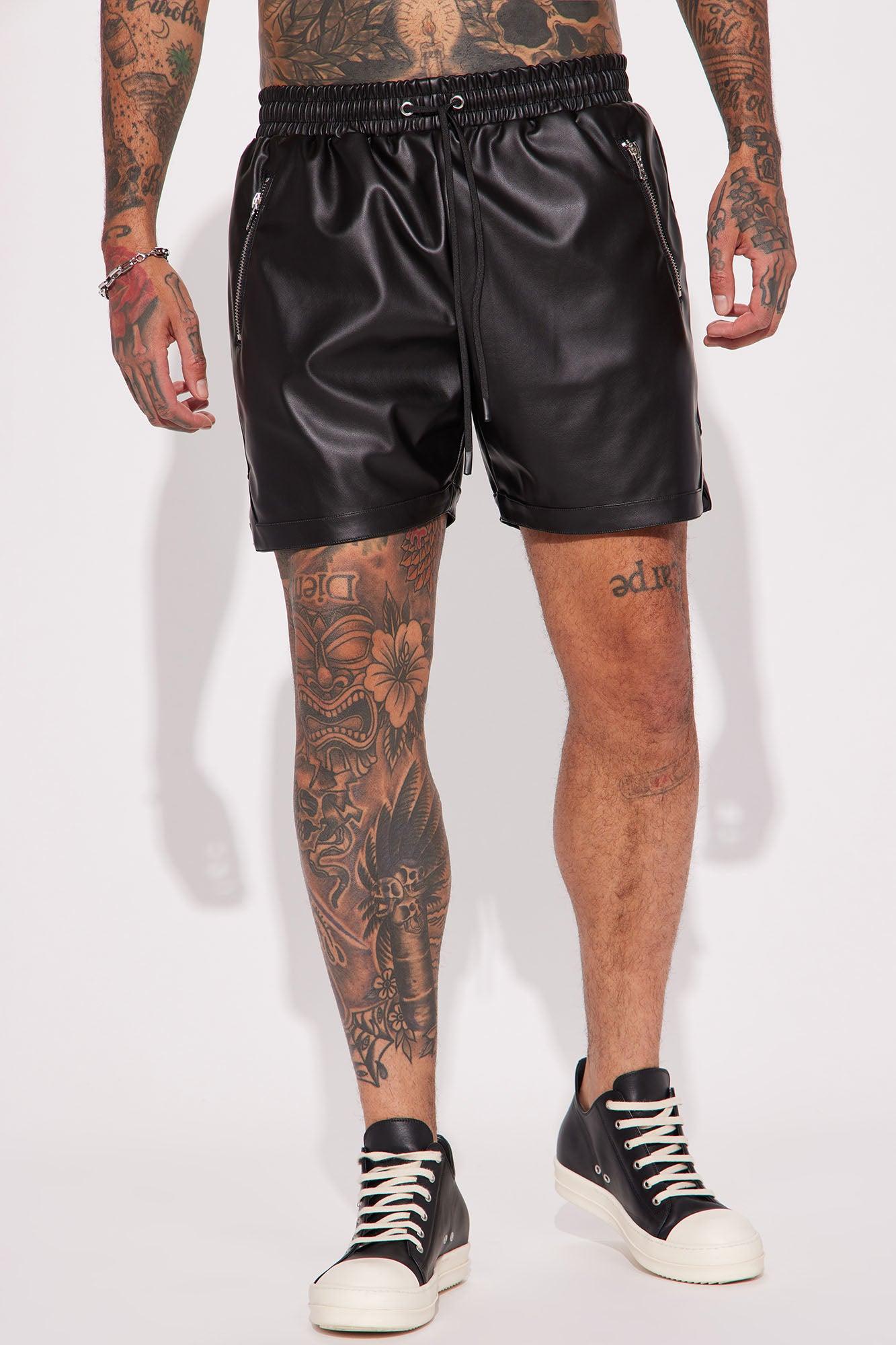 Slam Dunk Faux Leather Shorts - Black Product Image