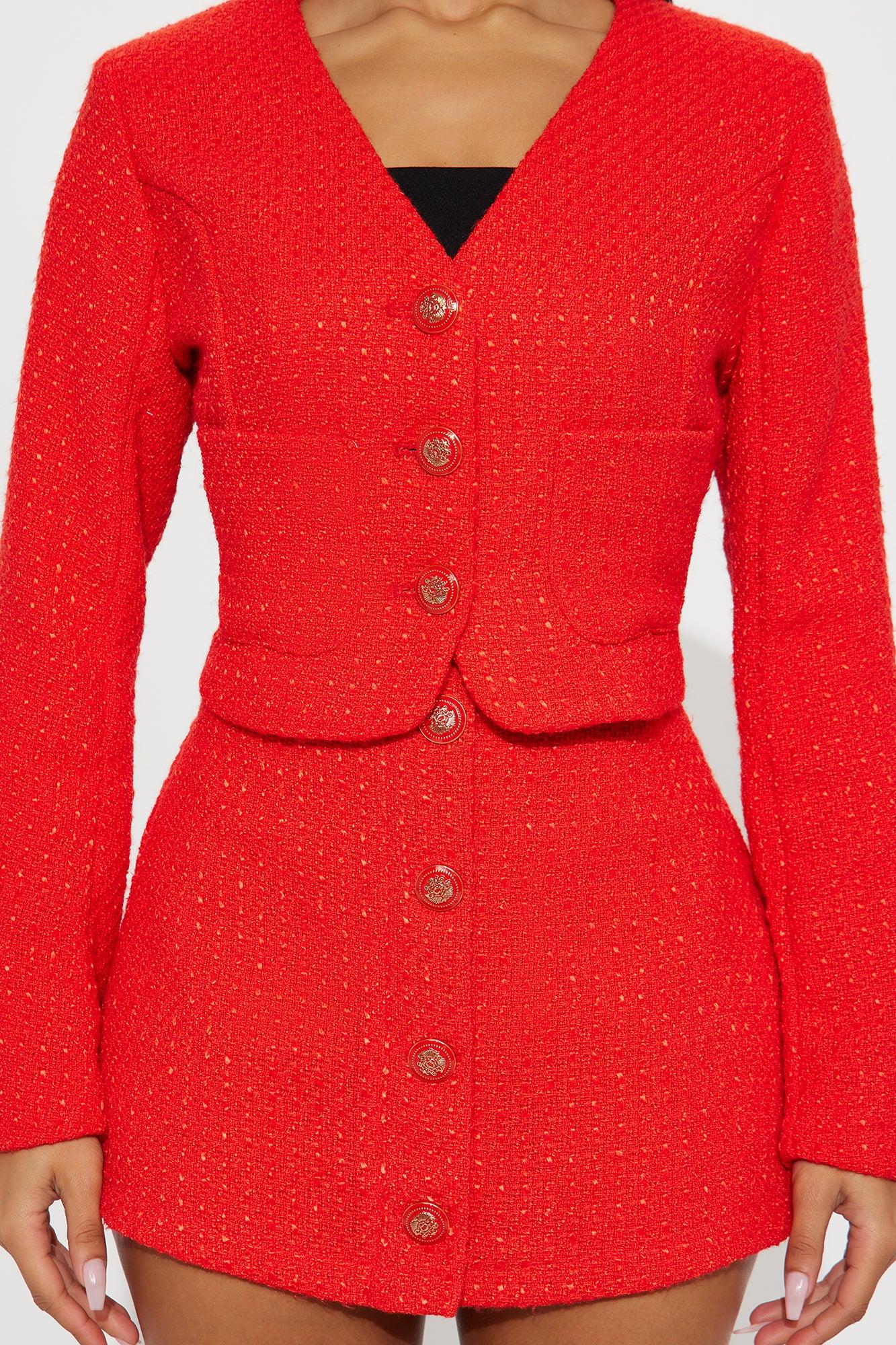 Eileen Tweed Blazer Skirt Set - Red Female Product Image