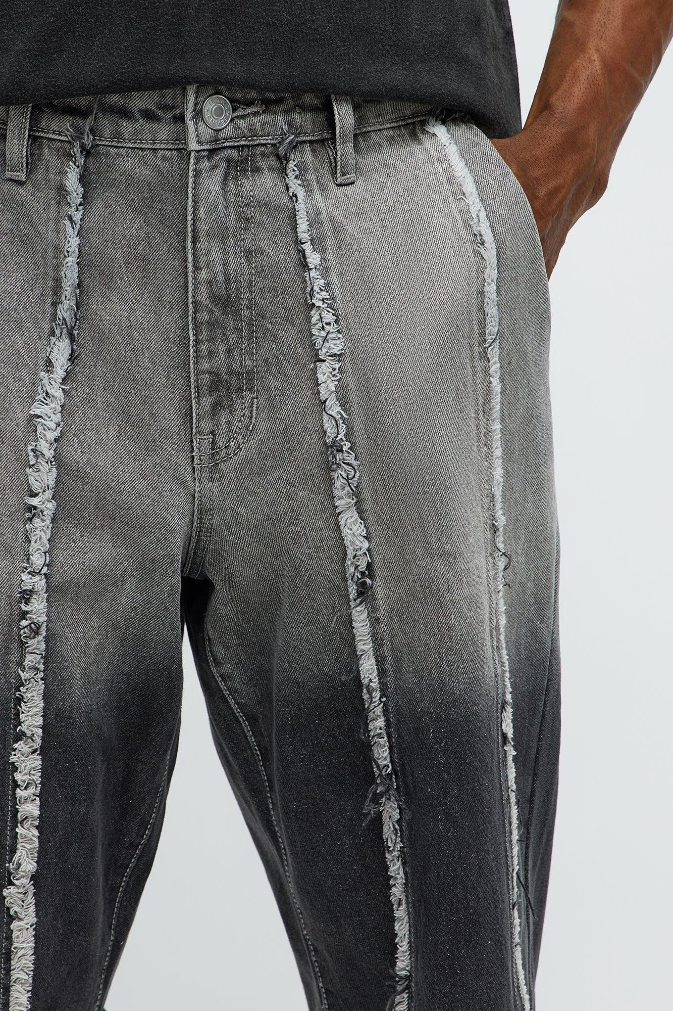 Im Faded Frayed Straight Jeans - Black Wash Product Image