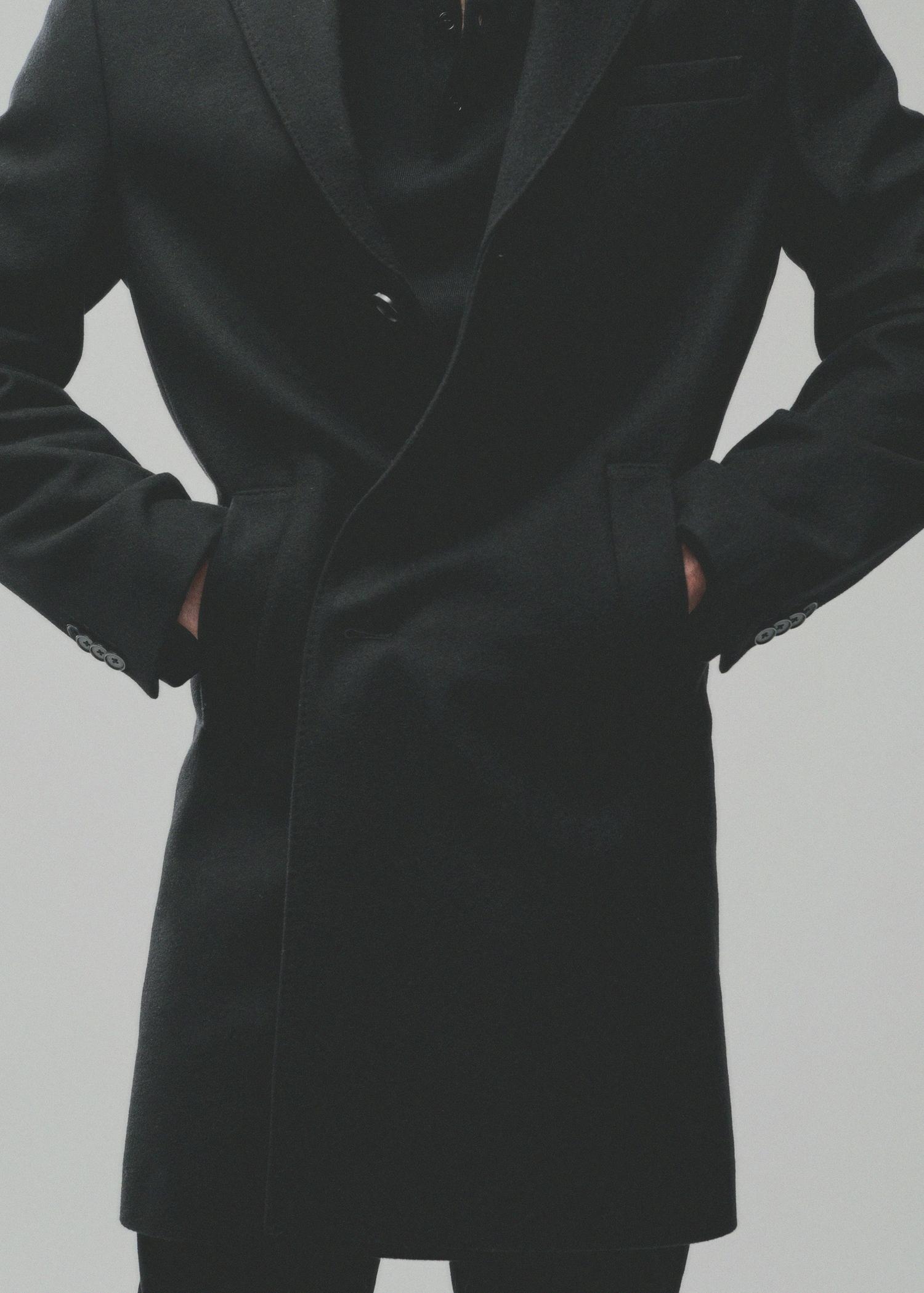 Long recycled wool coat - Men | MANGO USA Product Image