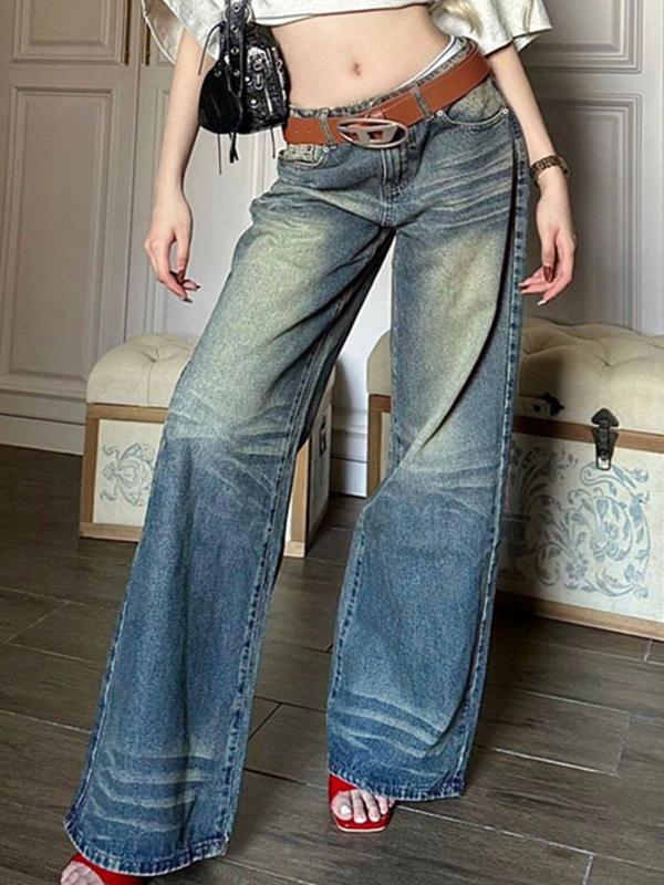 Vintage Wash Embroidery Boyfriend Jeans Product Image