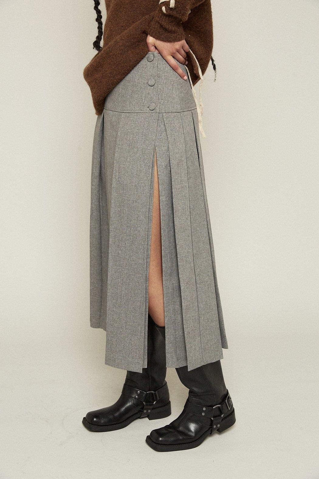 Grey Pleated Skirt Product Image