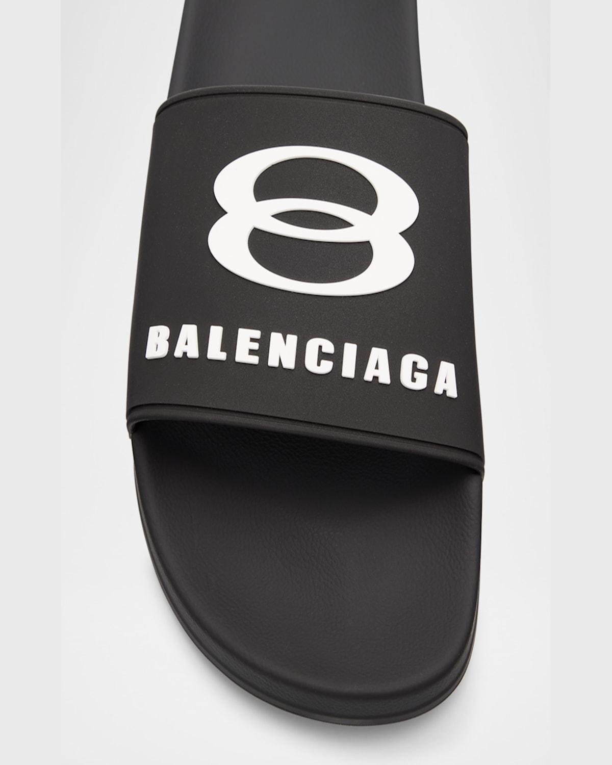 BALENCIAGA Rubber Slide Sandals For The Pool Men In Black White Product Image