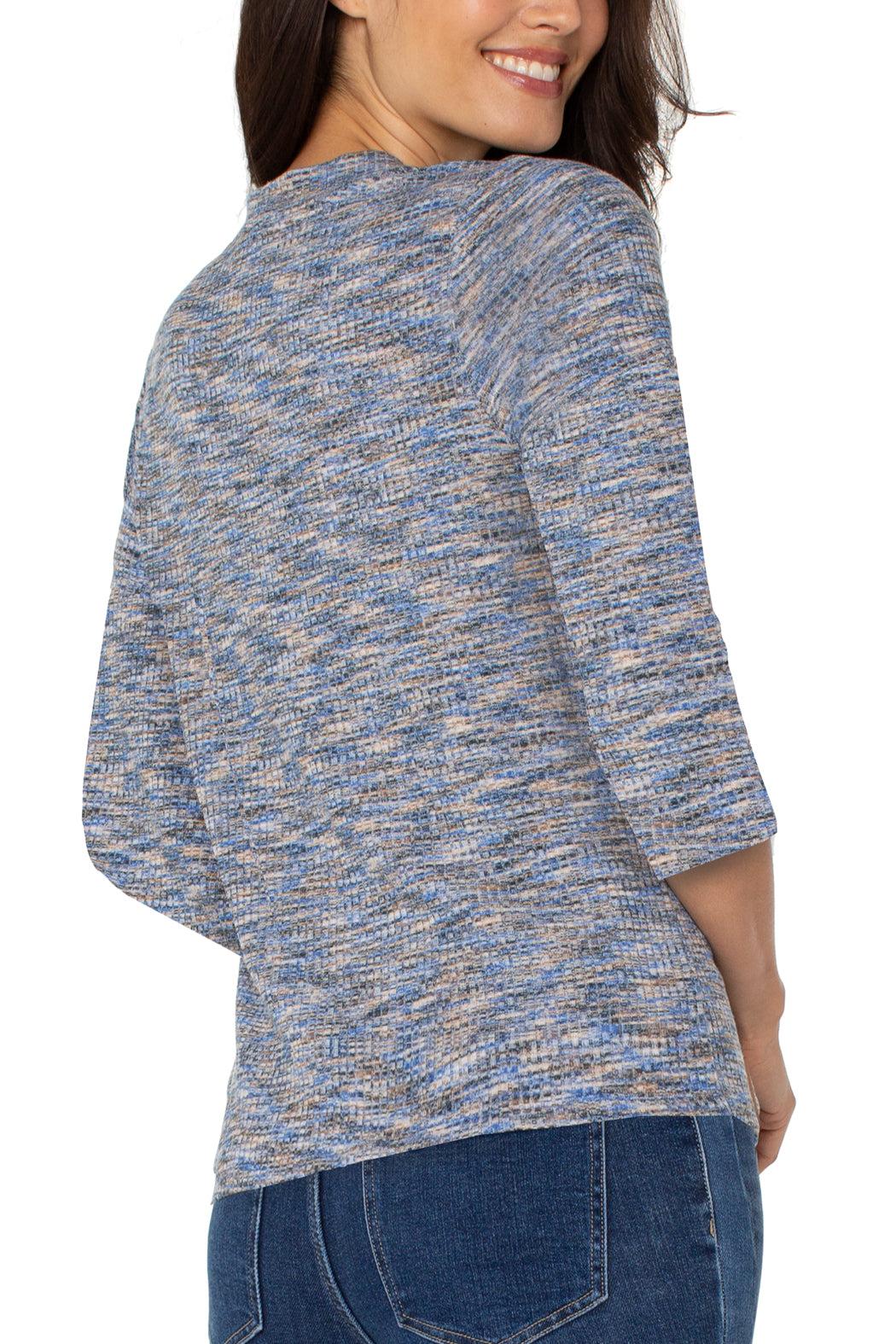 3/4 Sleeve V-Neck Knit tee Product Image