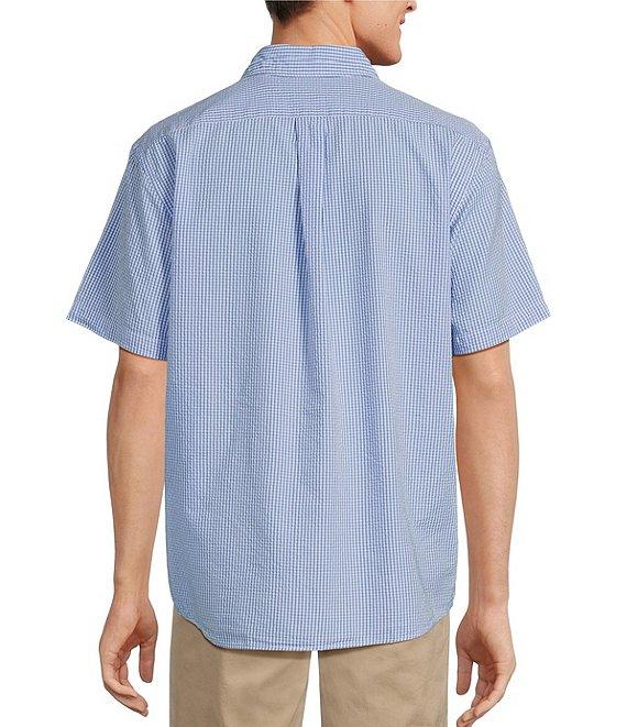 Roundtree & Yorke Short Sleeve Gingham Seersucker Sport Shirt Product Image