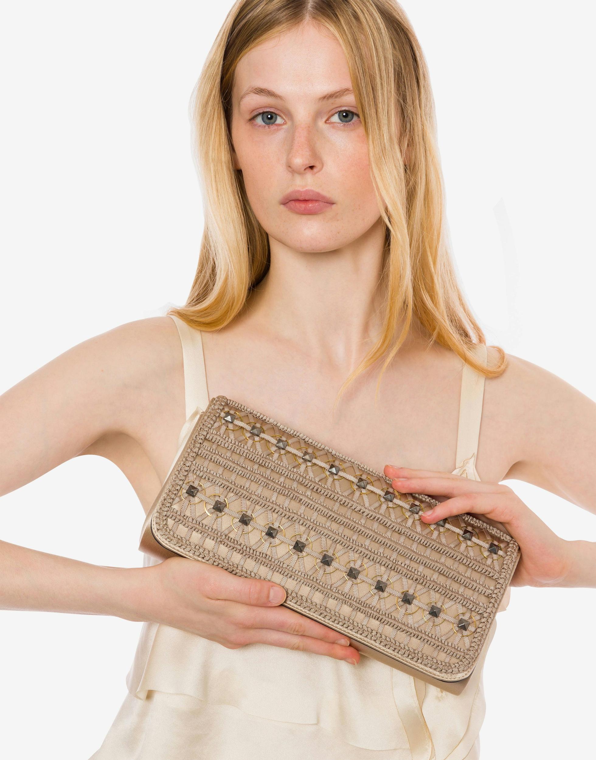 Satin clutch with embroidery Product Image