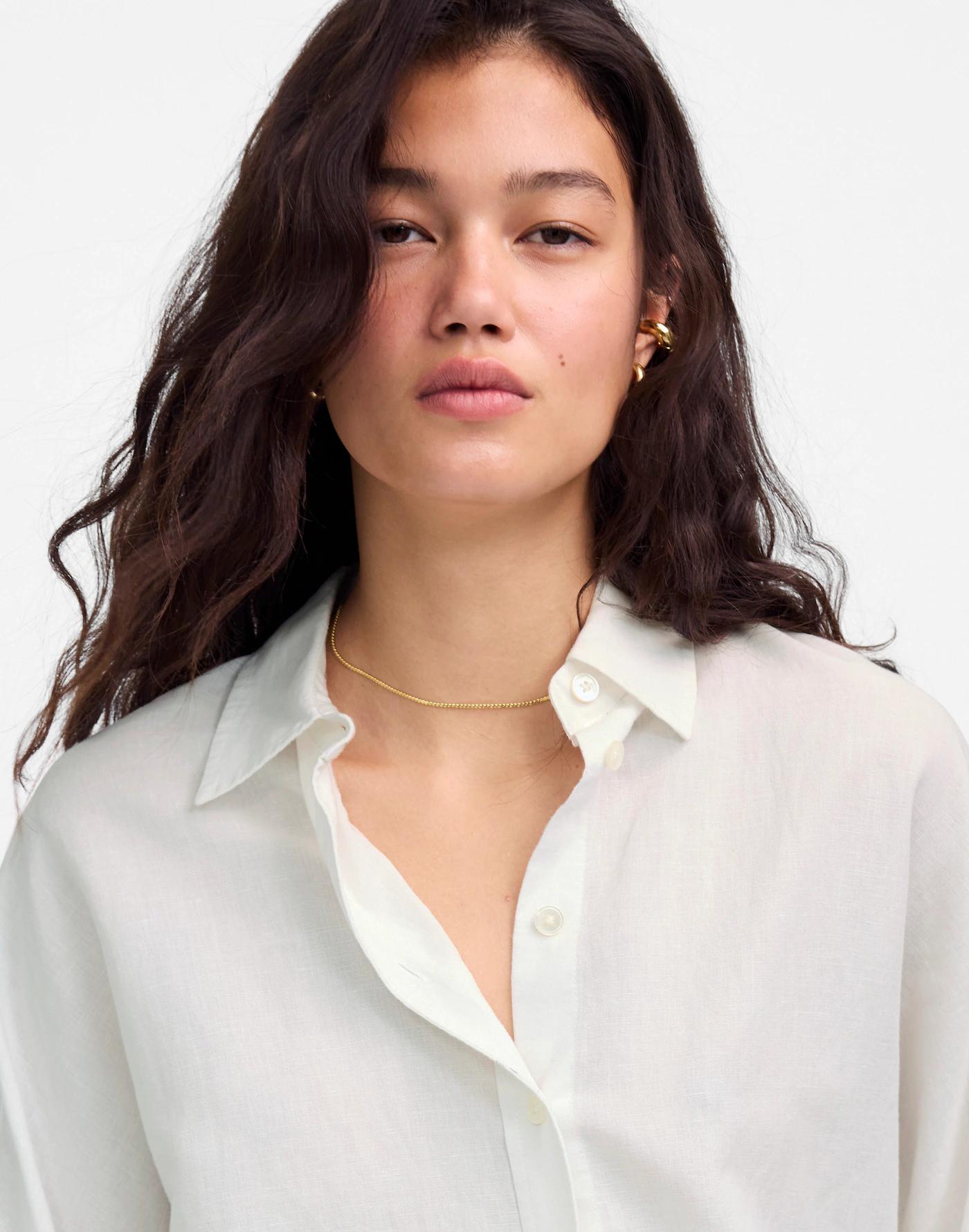 Oversized Pleated-Sleeve Button-Up Shirt Product Image