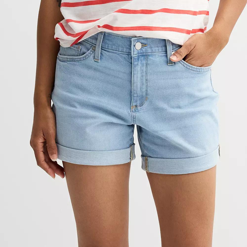 Women's Sonoma Goods For Life® Curvy Mid-Rise Roll Cuff Jean Shorts, Size: 2, Light Blue Product Image