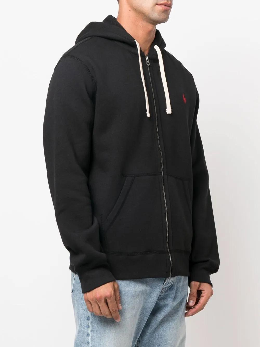 embroidered-logo zip-up hoodie  Product Image