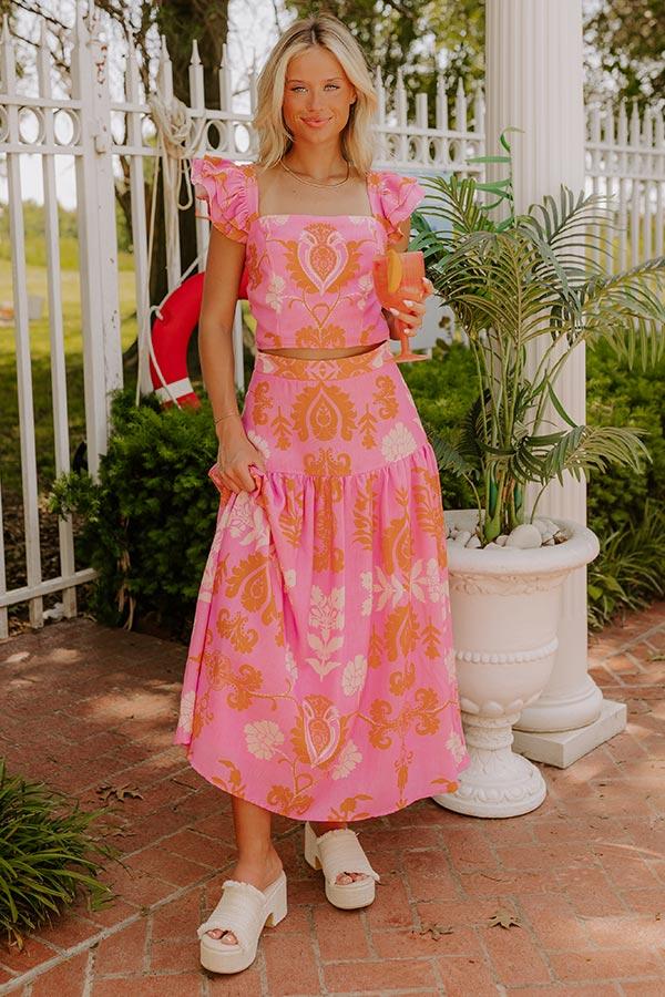 Margaritas Sipping High Waist Floral Maxi Skirt Product Image