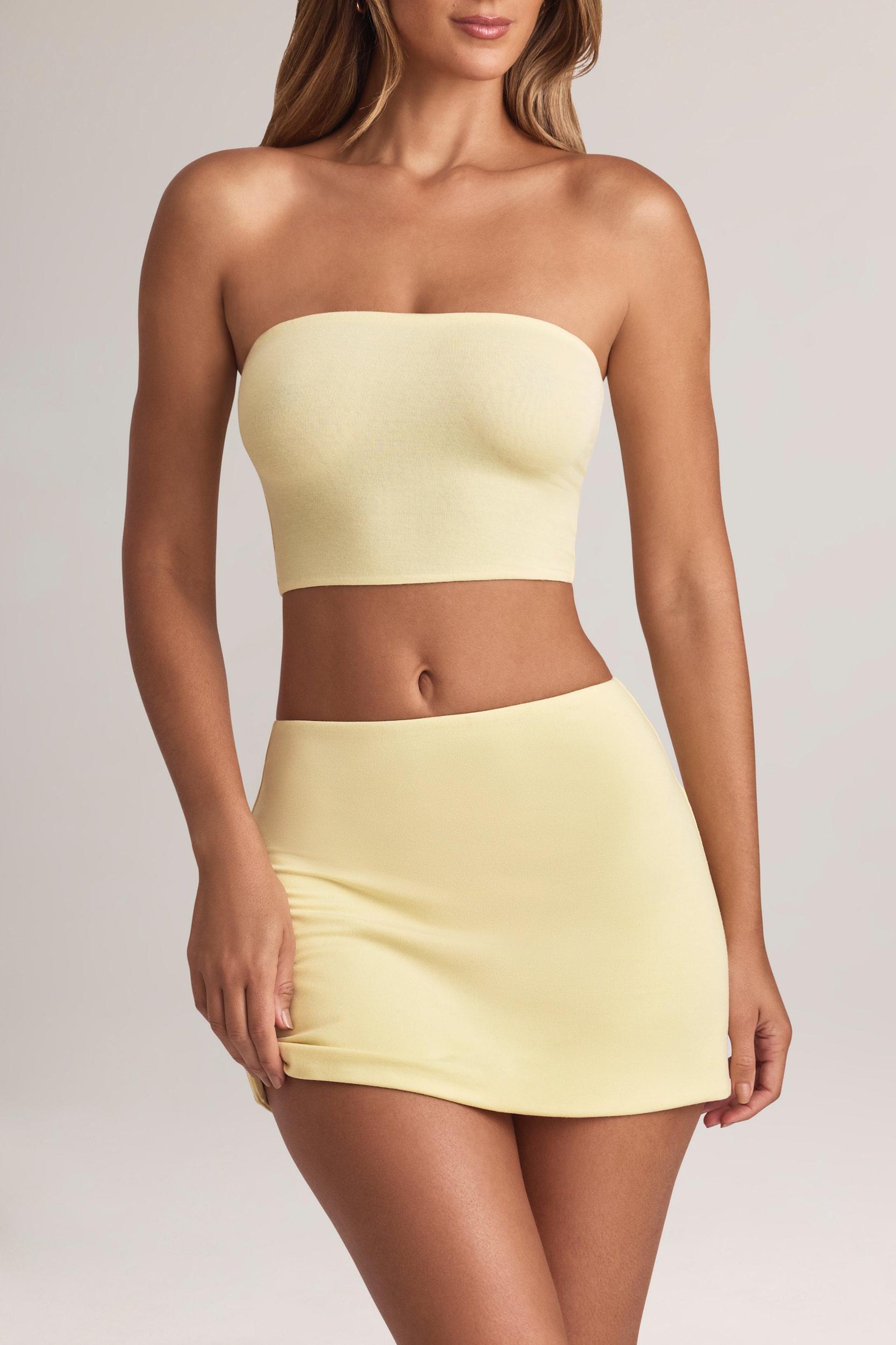 Modal Strapless Crop Top in Lemon Sherbet Product Image