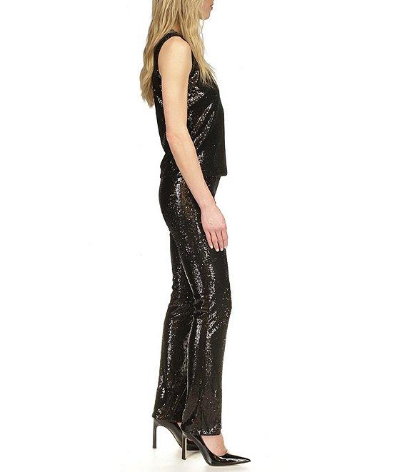 Michael Kors Sequin Split Hem Pull-On Flare Leg Pants Product Image
