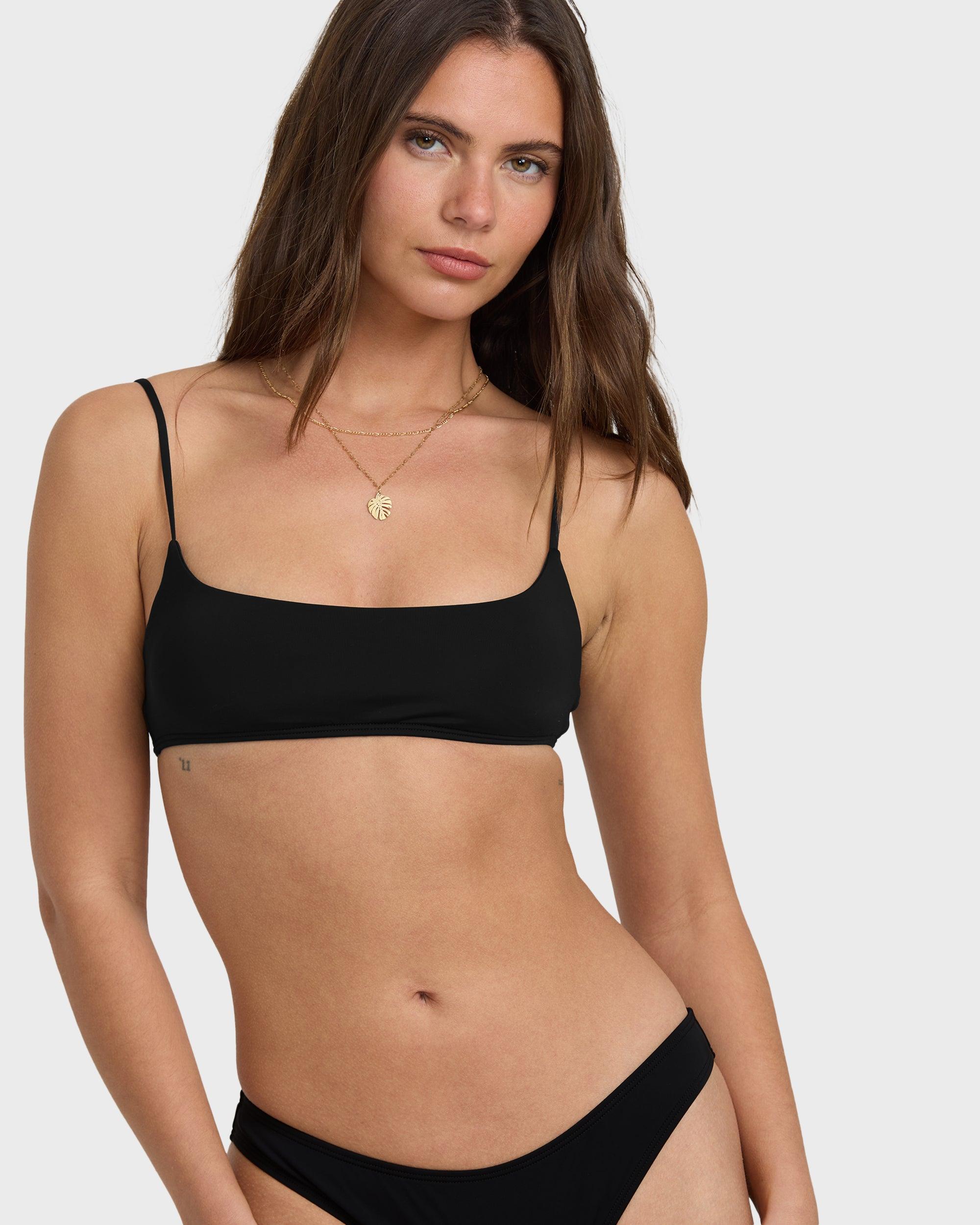 Sol Searcher Jaclyn Crop Bikini Top - Black Pebble Female Product Image