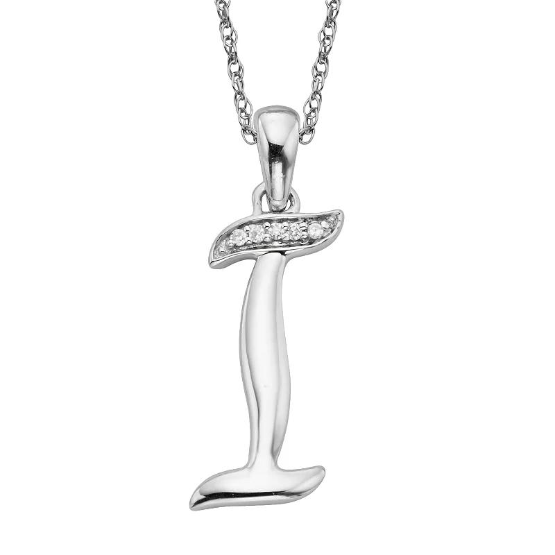 Sterling Silver Diamond Accent Initial Pendant, Women's,  Product Image