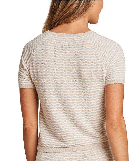 Barefoot Dreams CozyChic Ultra Lite Pointelle Short Sleeve Coordinating Lounge Top Product Image