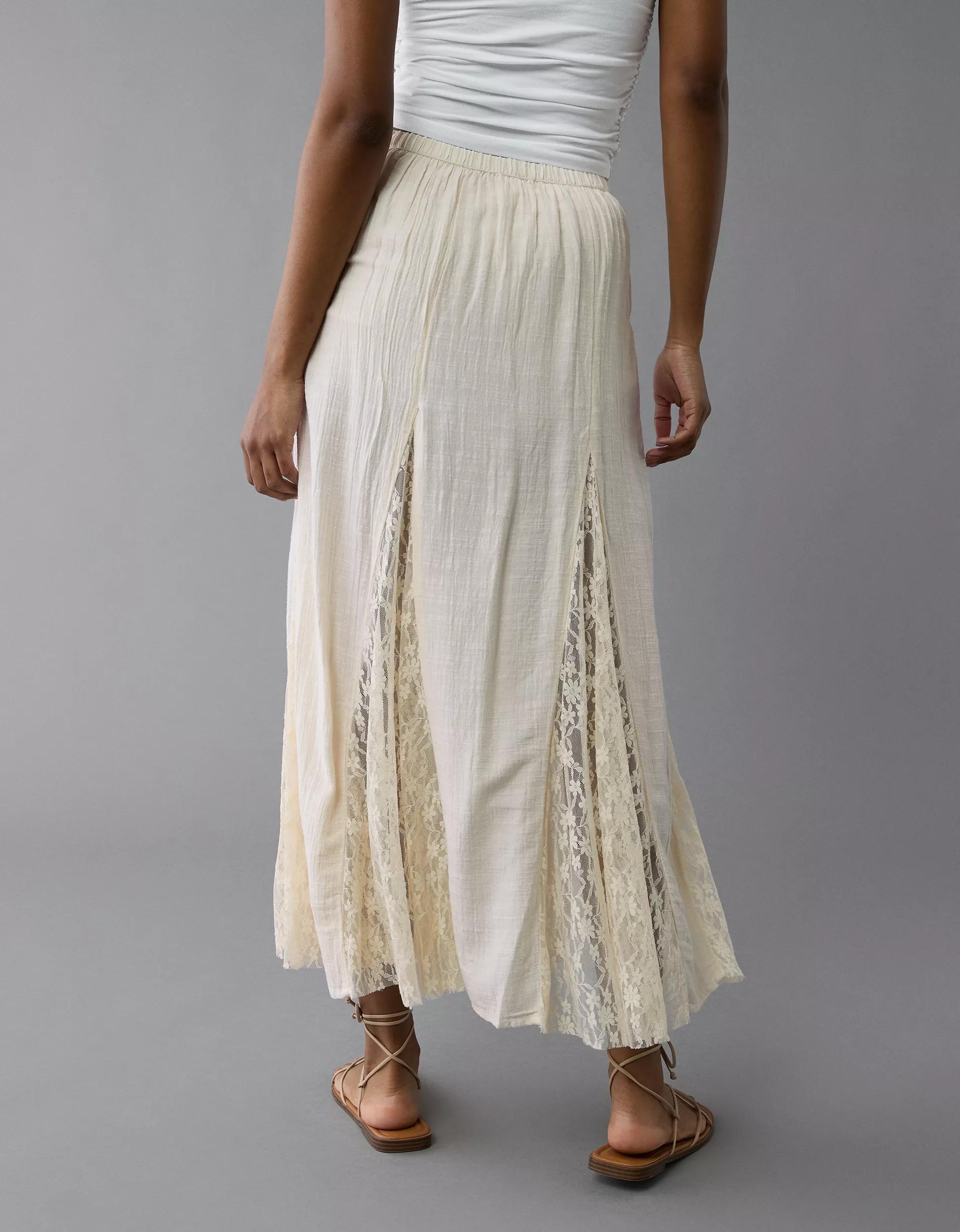 AE High-Waisted Lace Detail Maxi Skort Product Image
