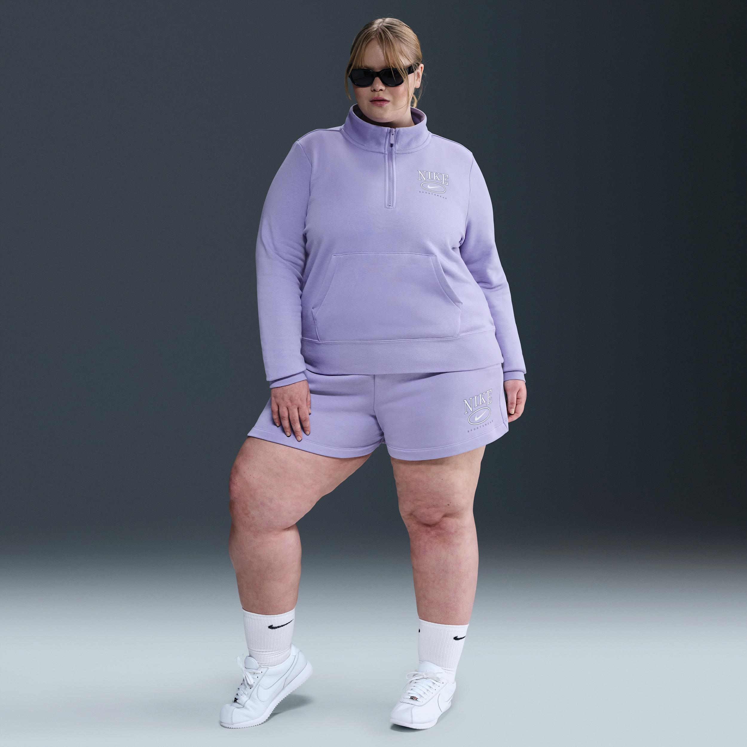 Women's Nike Sportswear Club Fleece Mid-Rise 4" Graphic Shorts (Plus Size) Product Image