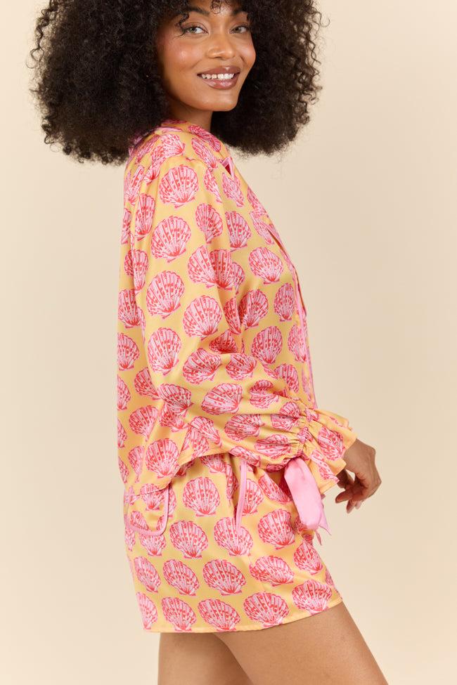Seashell Serenity Satin Pajama Top FINAL SALE Product Image