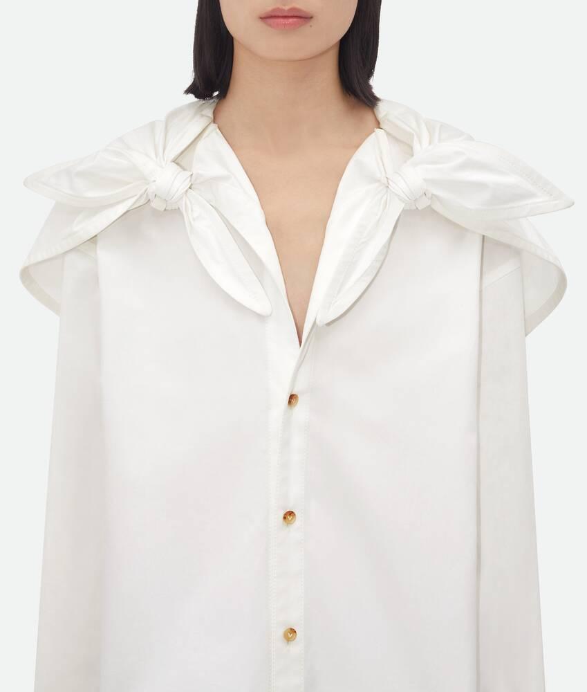 Women's Compact Cotton Shirt With Knots in White Product Image
