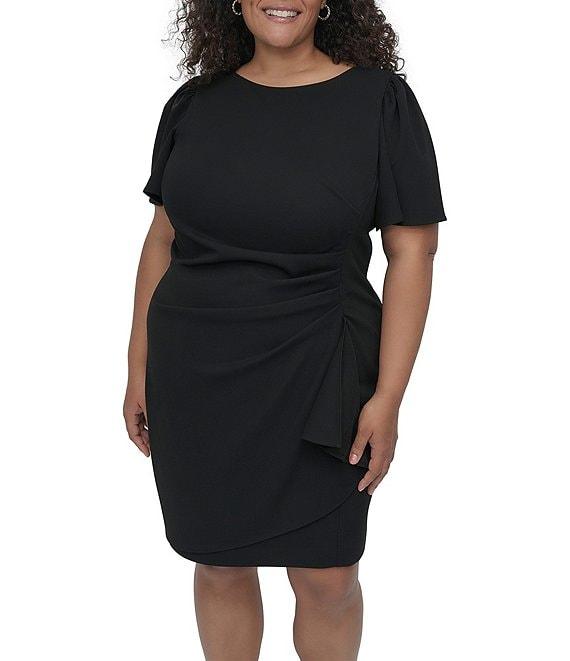 DKNY by Donna Karan Plus Size Short Sleeve Scuba Crepe Sheath Dress Product Image