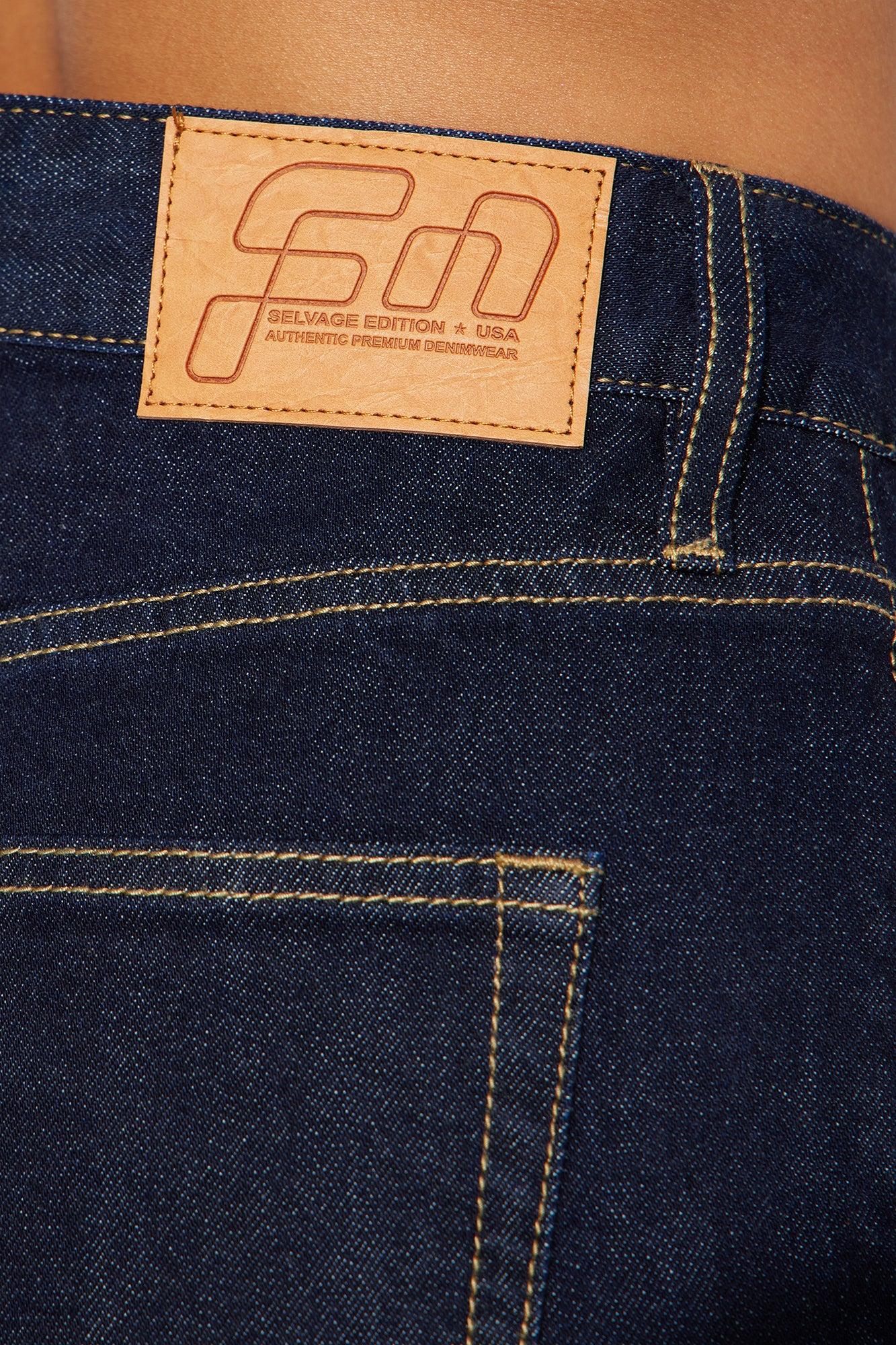 Tall Premium Cuffed Straight Leg Jeans - Dark Wash Product Image