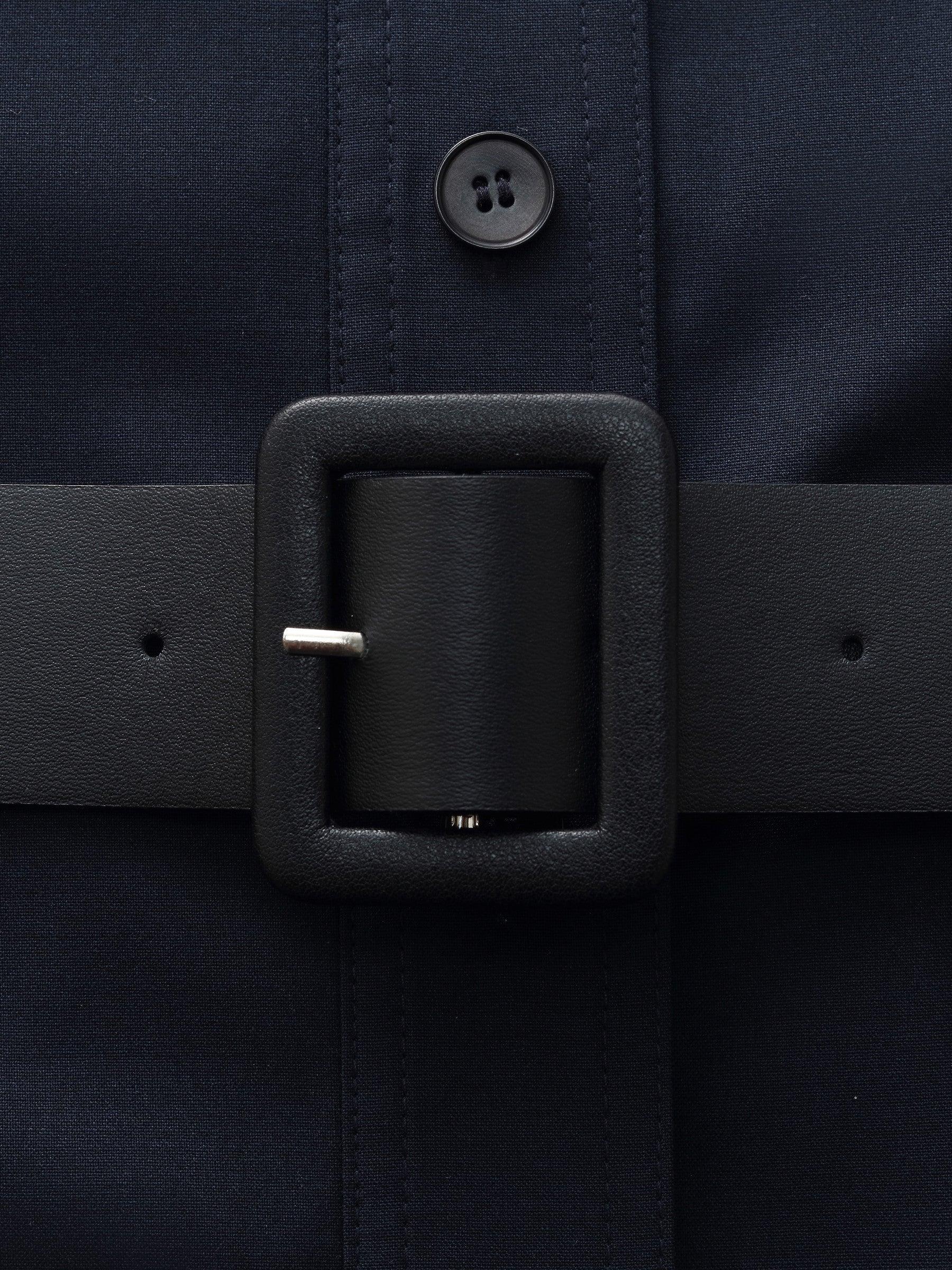 Adjustable Collar Women Trench Coat With Leather Belt Product Image