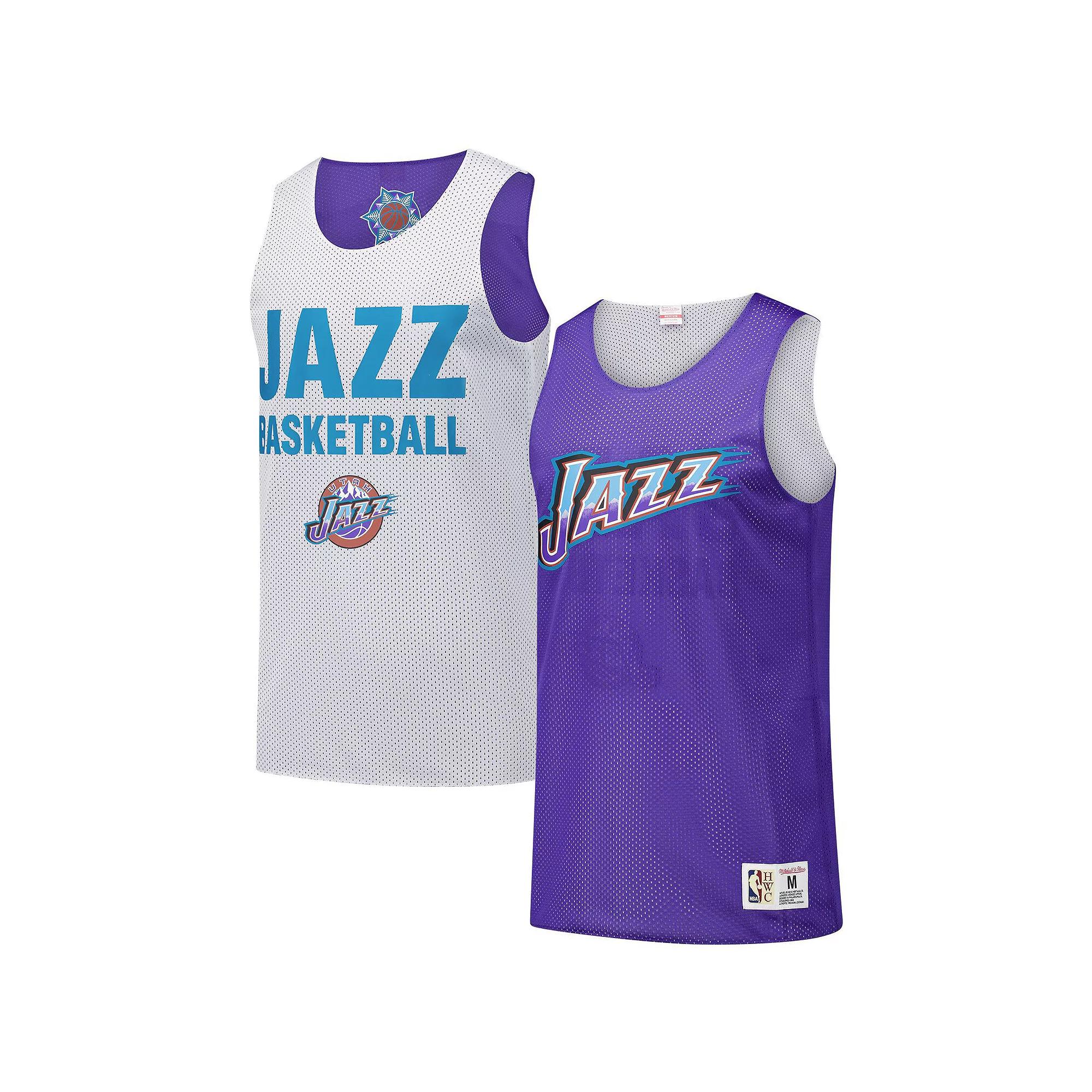 Men's Mitchell & Ness Purple Utah Jazz Hardwood Classics Reversible Mesh Practice Jersey,  Product Image