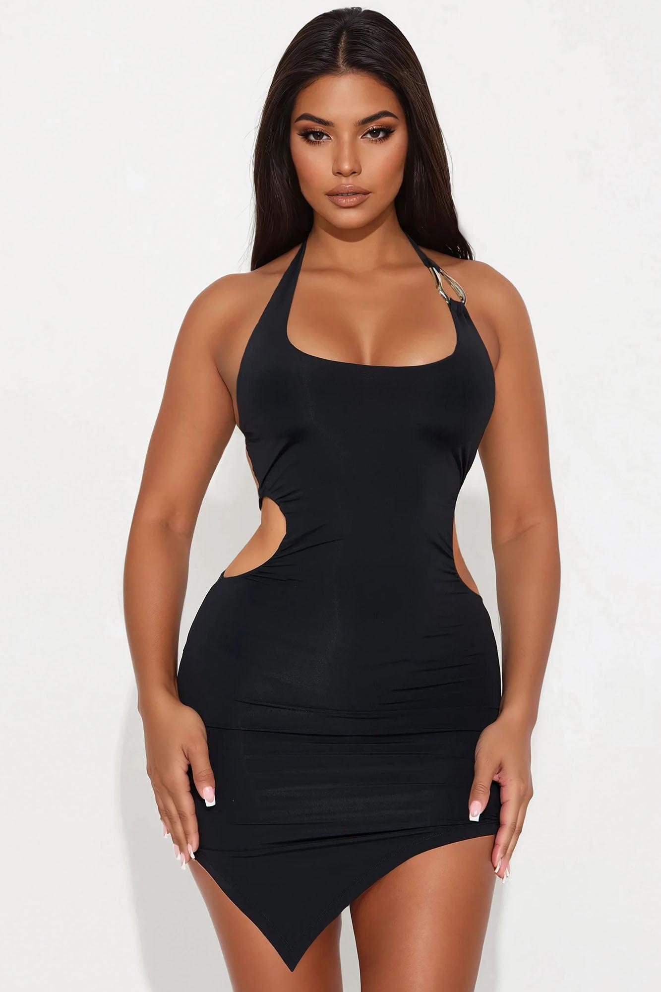 Midnight Daze Cut Out Mini Dress - Black Product Image