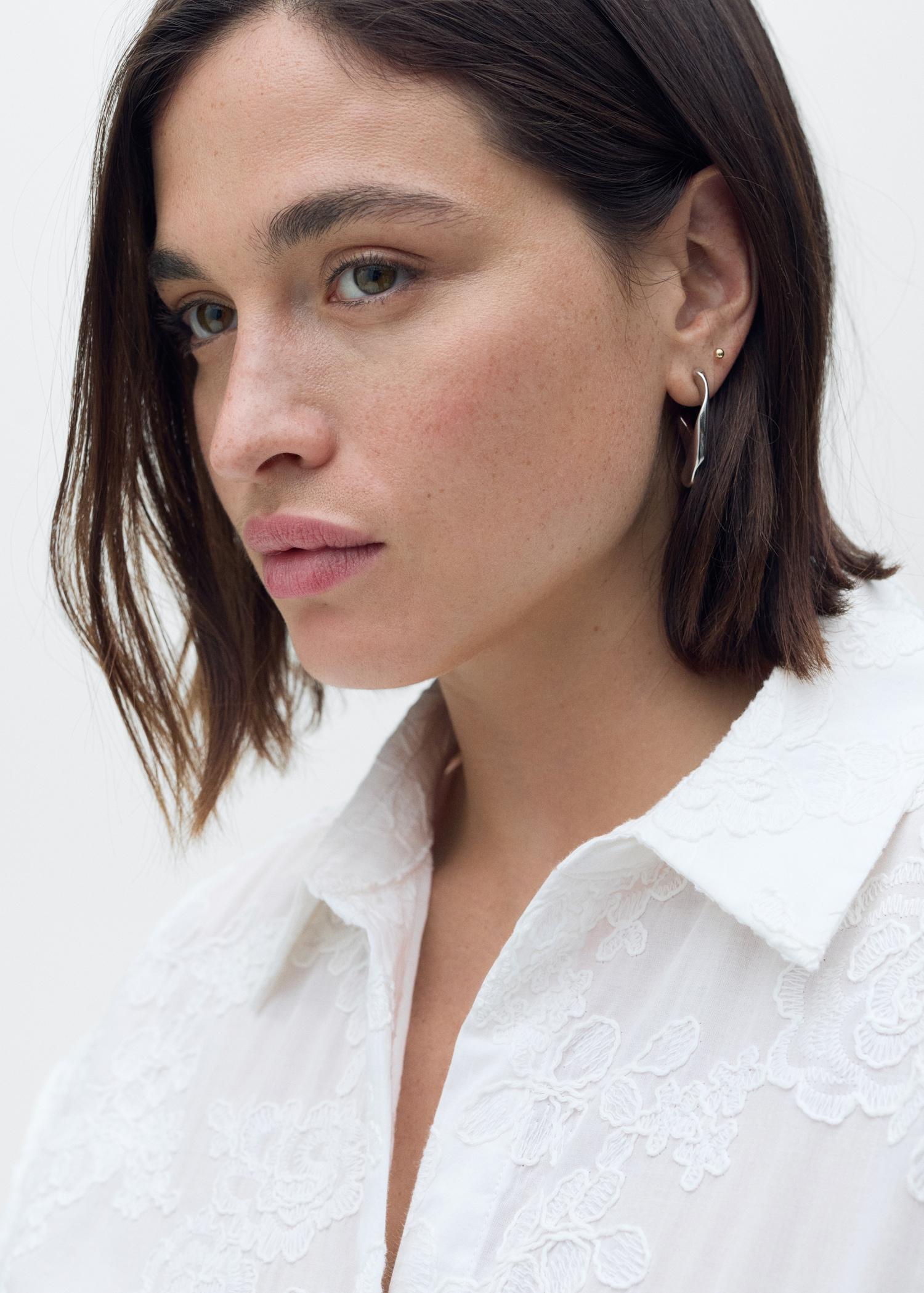 Embroidered shirt dress with belt - Women | MANGO USA Product Image