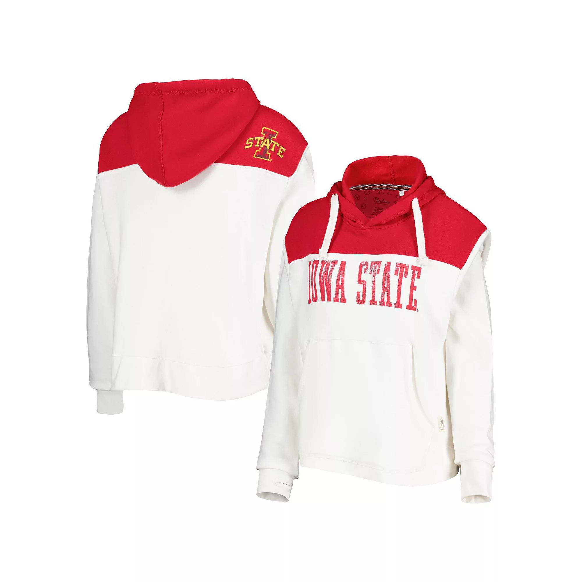 Women's Pressbox White/Cardinal Iowa State Cyclones Chicago 2-Hit Yoke Pullover Hoodie, Size: Medium Product Image