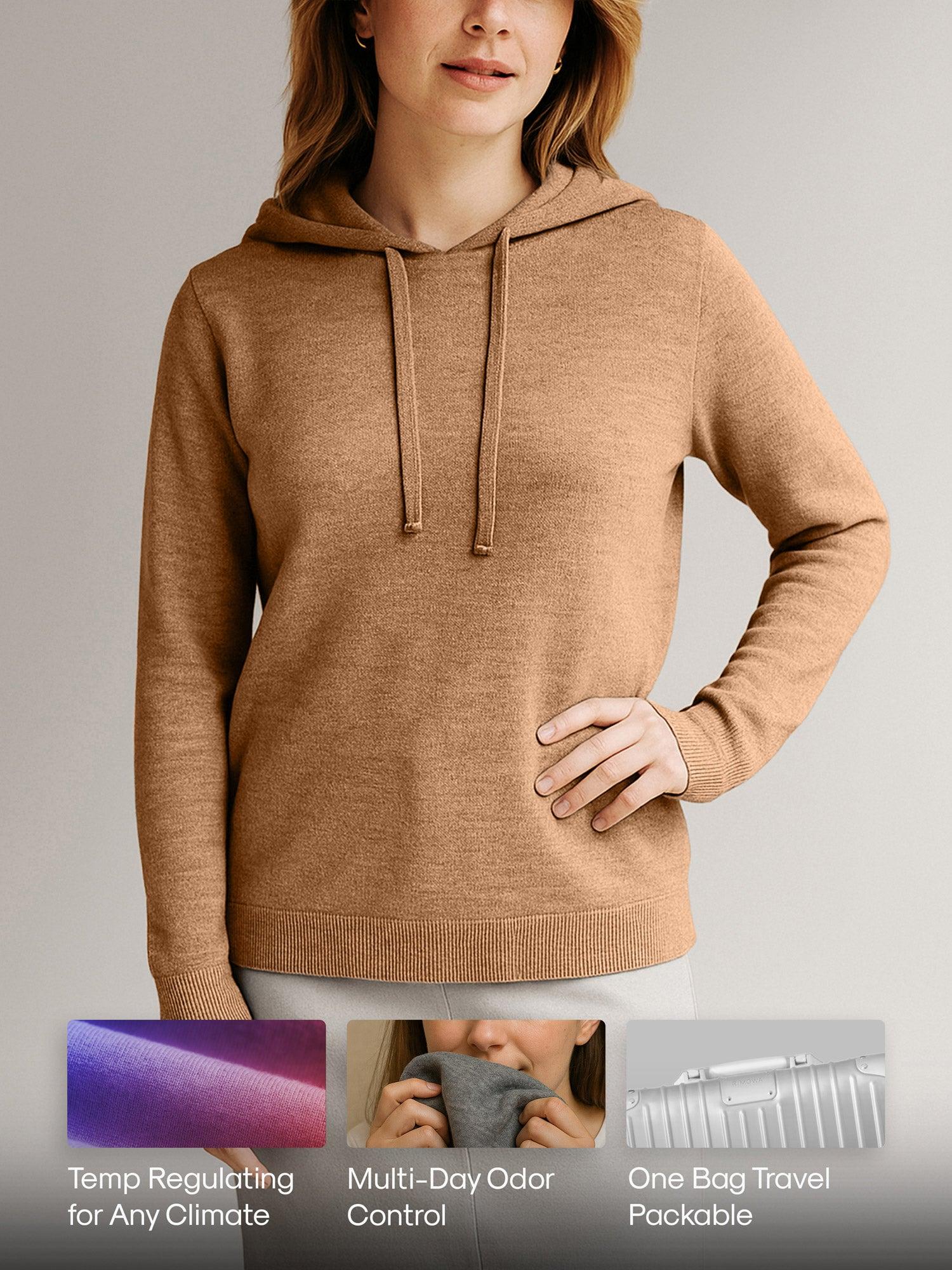 Women's Travel Merino Hoodie - Camel Product Image