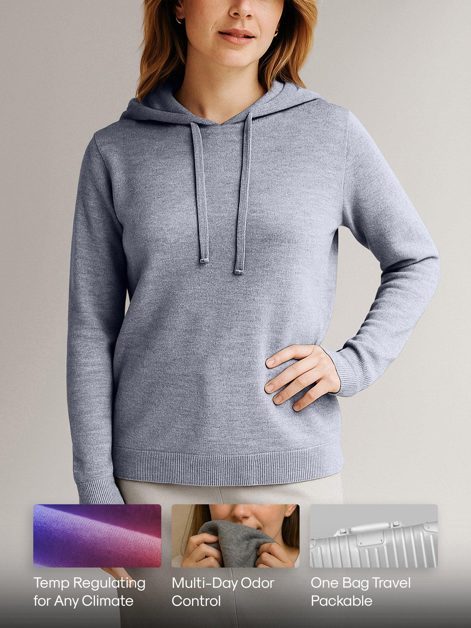 Women's Travel Merino Hoodie - Light Grey Product Image
