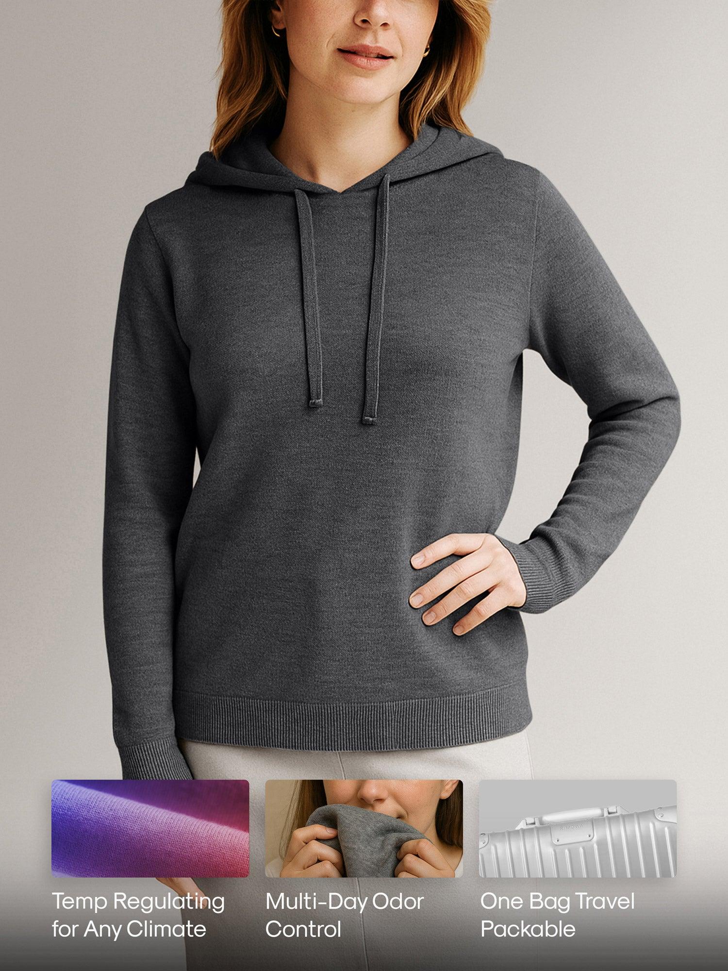 Women's Travel Merino Hoodie - Charcoal Product Image