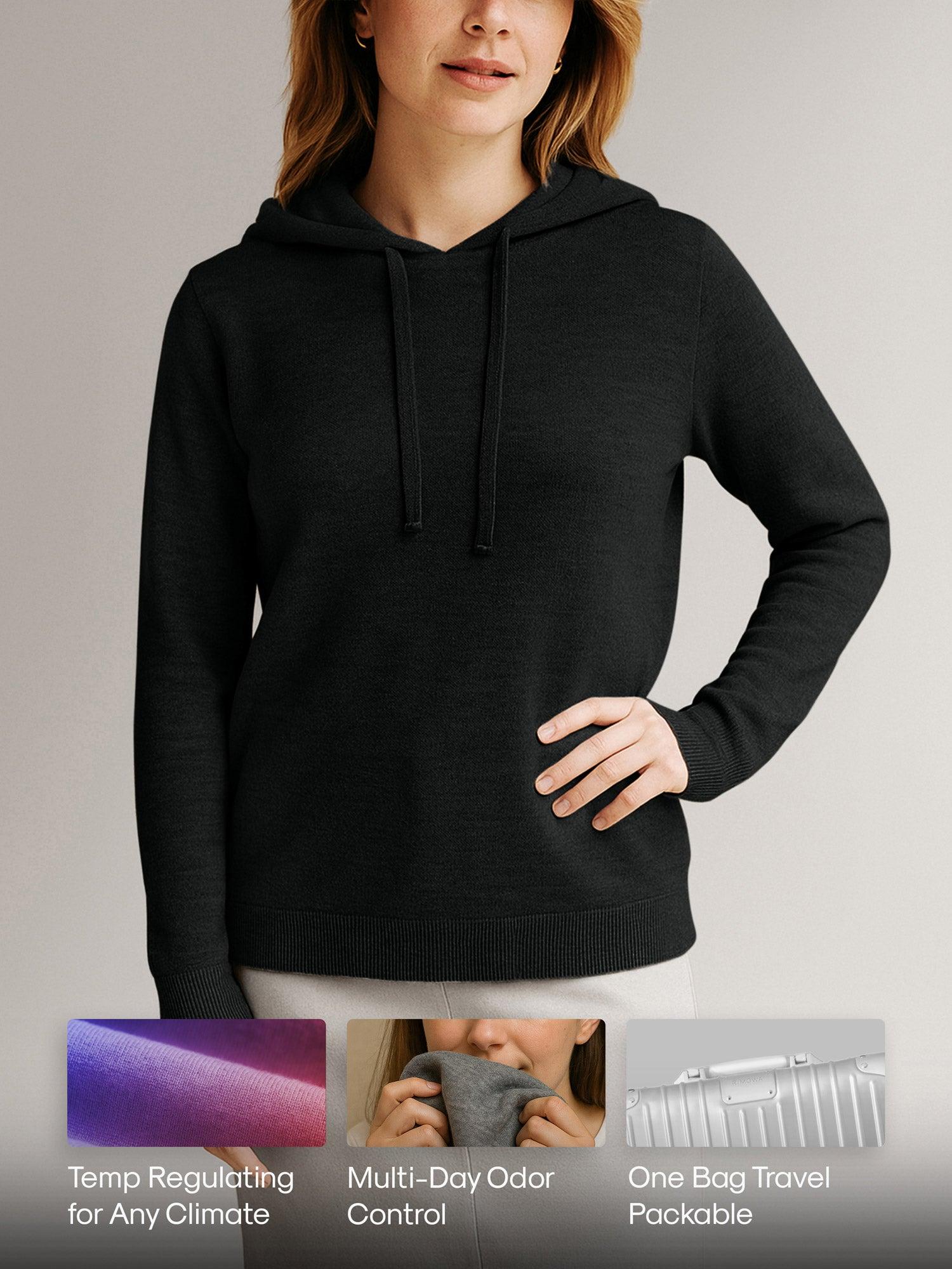 Women's Travel Merino Hoodie - Black Product Image