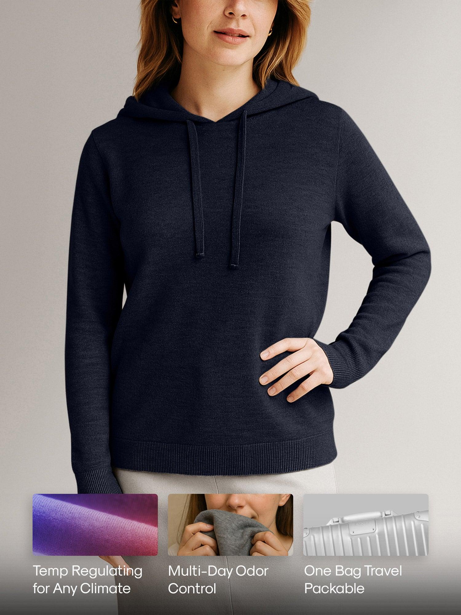 Women's Travel Merino Hoodie - Navy Product Image