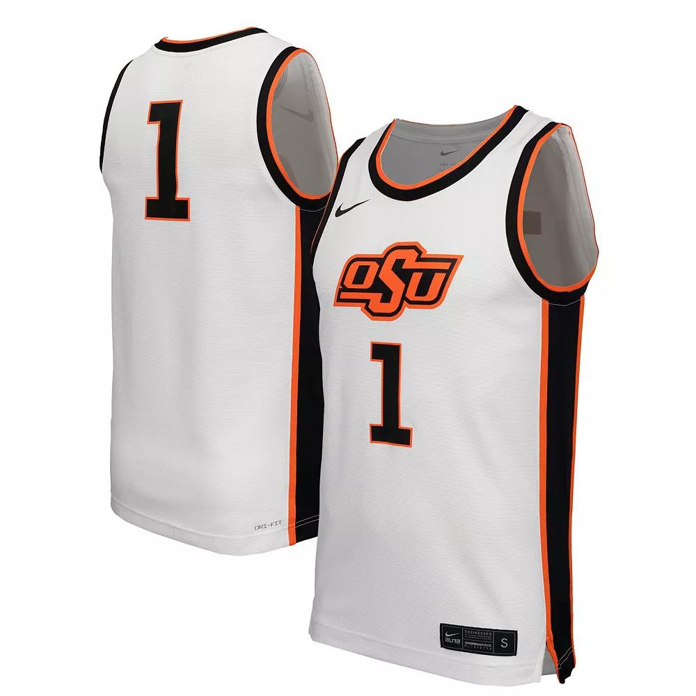Men's Nike #1 White Oklahoma State Cowboys Replica Basketball Jersey,  Product Image