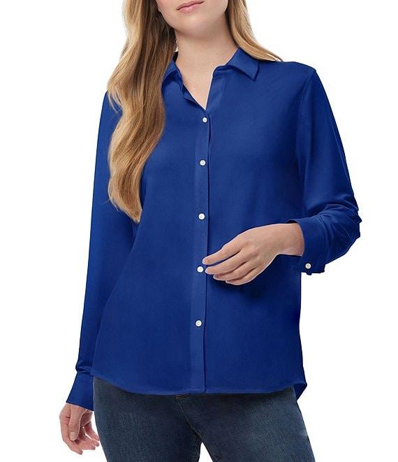 Jones New York Collared Neck Long Sleeve Button-Front Top Product Image