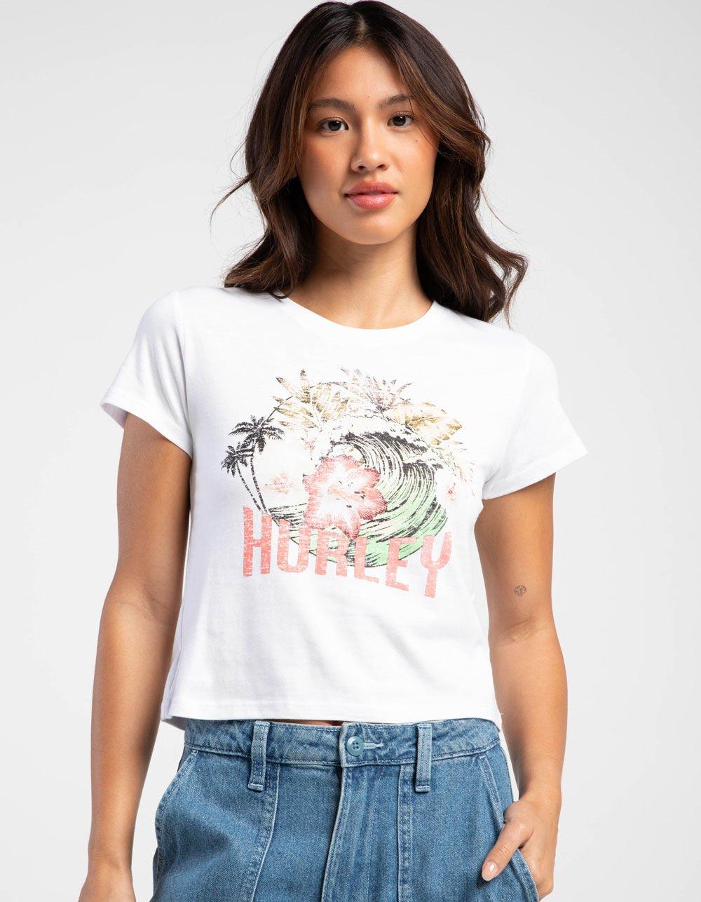 HURLEY Highland Tropics Womens Baby Tee - WHITE Product Image
