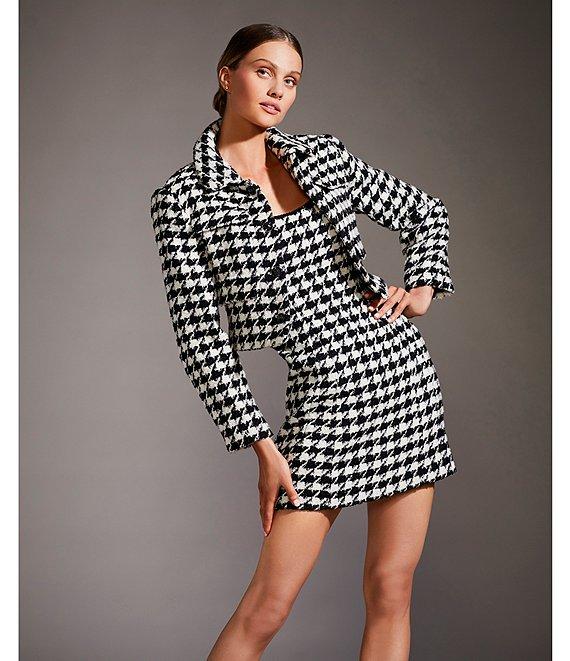 Antonio Melani Macy Wool Blend Houndstooth Square Neck Sleeveless Mini Sheath Dress Product Image