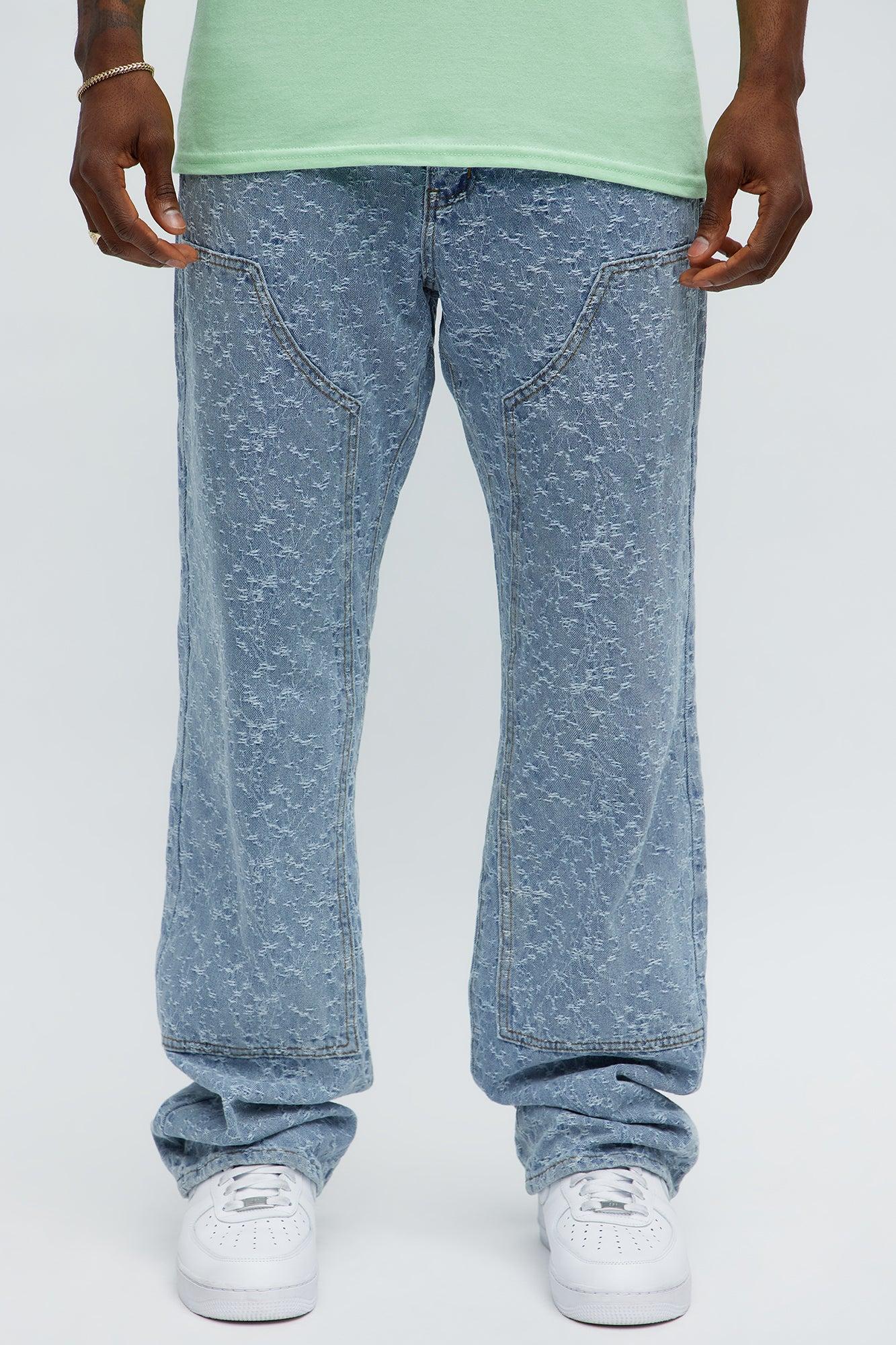 Stacked Slim Flare Frosty Jacquard Carpenter Jeans - Light Blue Wash Product Image