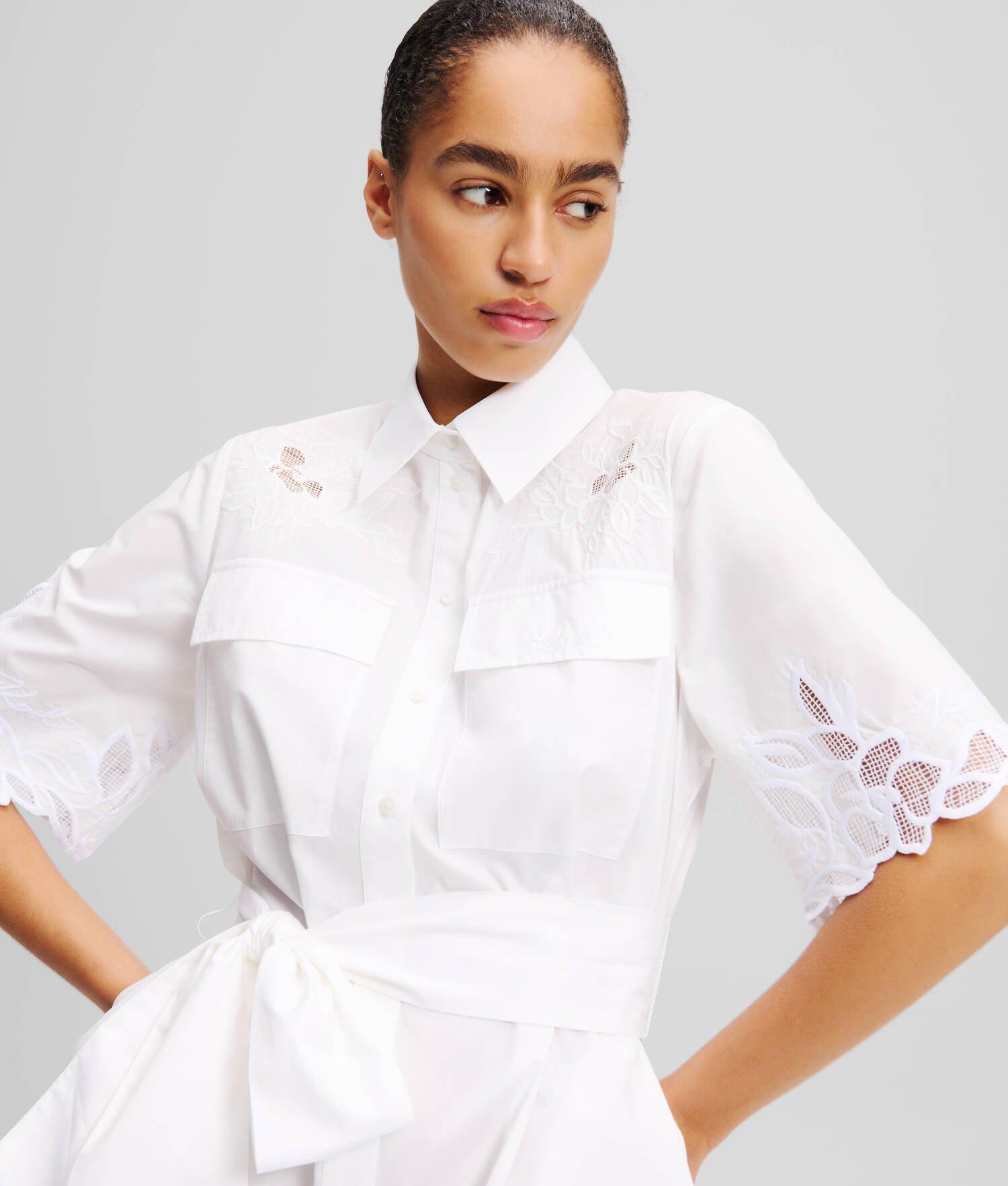 CUT-OUT EMBROIDERY SHIRT DRESS Product Image