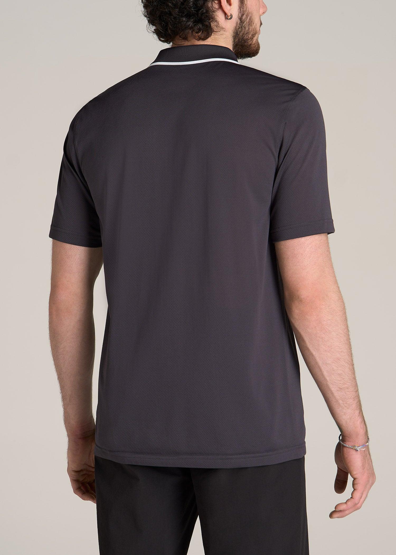 A.T. Performance Tipped Golf Polo for Tall Men in Charcoal Male Product Image