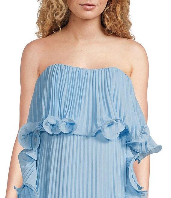 Belle by Badgley Mischka Lindsay Strapless Pleated Ruffle Shift Dress Product Image