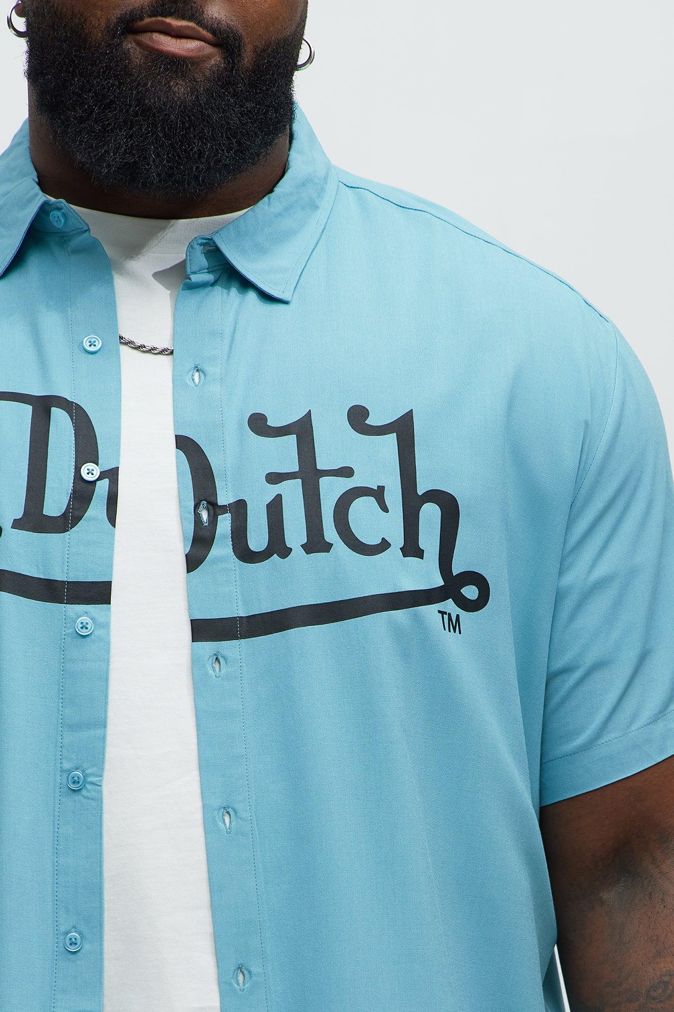 The Legend Von Dutch Short Sleeve Button Up Shirt - Blue Product Image
