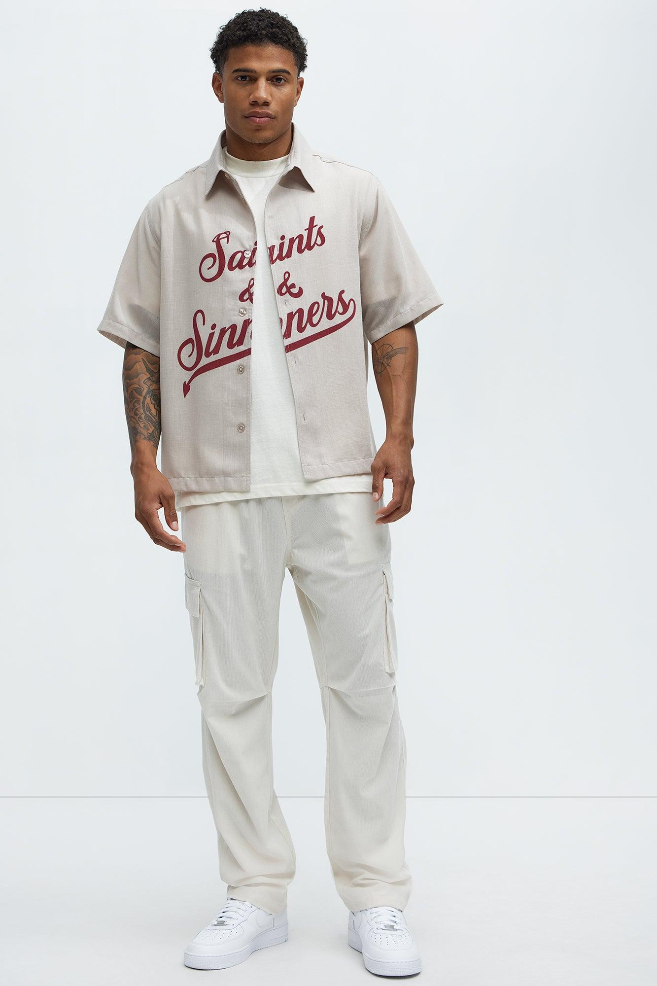 Bedford Corduroy Slim Cargo Pants - Off White Product Image