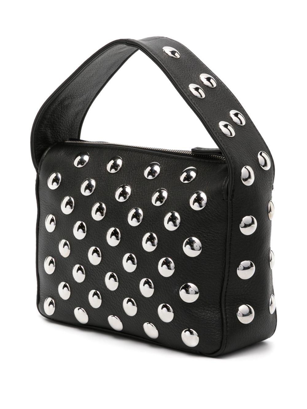 KHAITE Elena Small Studded Textured-leather Shoulder Bag In Black Product Image